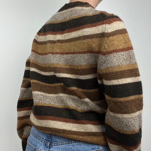 Vintage Striped Brown Brooks Brothers Wool Sweater - Picture 2 of 6